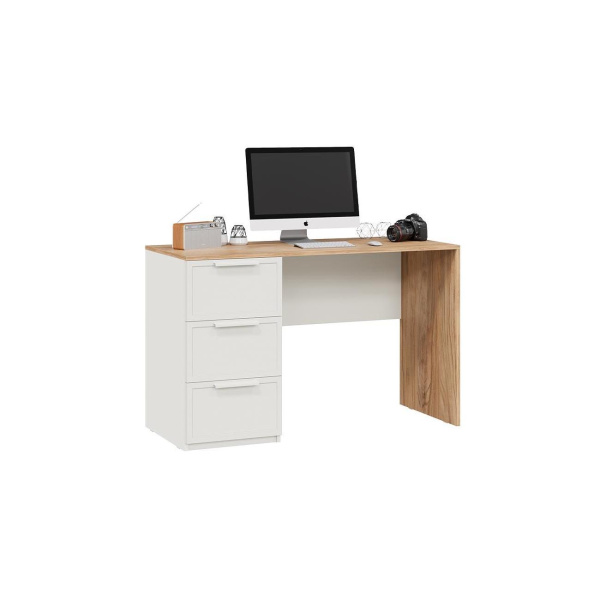 Стелла Стол письменный Белый холст/Белый жемчуг/Яблоня Беллуно