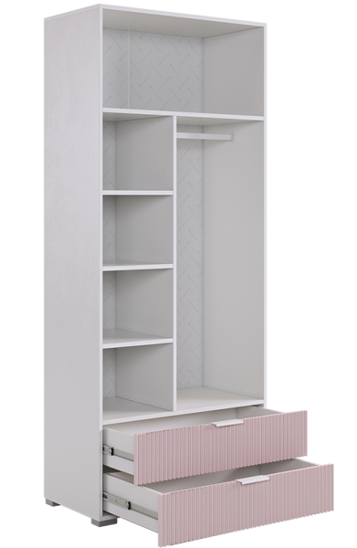 Зефир Шкаф двухдверный 120.01/белое дерево/пудра розовая (эмаль)