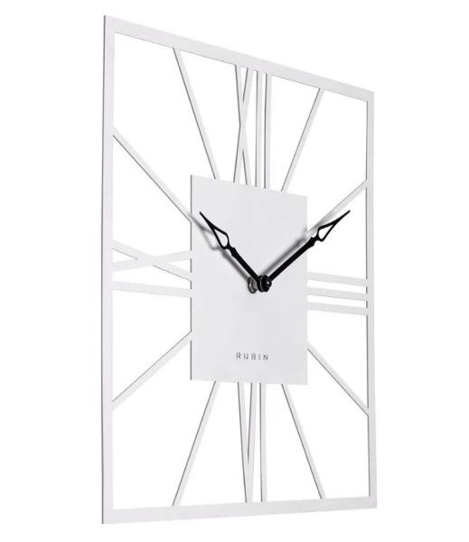 3532-004W Часы настенные из металла, квадрат 35 см, белый "Рим 2"