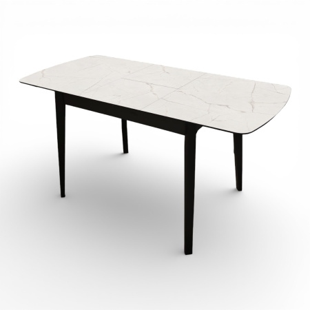 Стол Ньюман МДФ/пластик, 1100 (1450)*700 Мрамор Монтекатини, опора ZD08 дер/черный