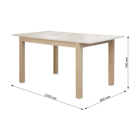 Стол  TME-6931, Меланин, Milky white beech, 1200(+300)*800*740 Стол  TME-6931, Меланин, Milky white beech, 1200(+300)*800*740