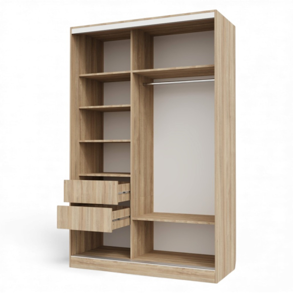 Шкаф-купе БН-61 2дв с ящ.1400х600х2200 Дуб сонома/хром